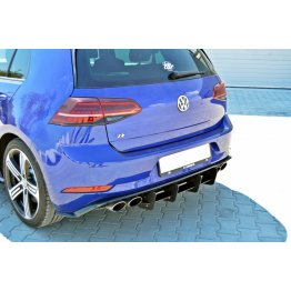 Накладка сплиттер центральная на задний бампер Вар2 на Volkswagen Golf VII R рестайл